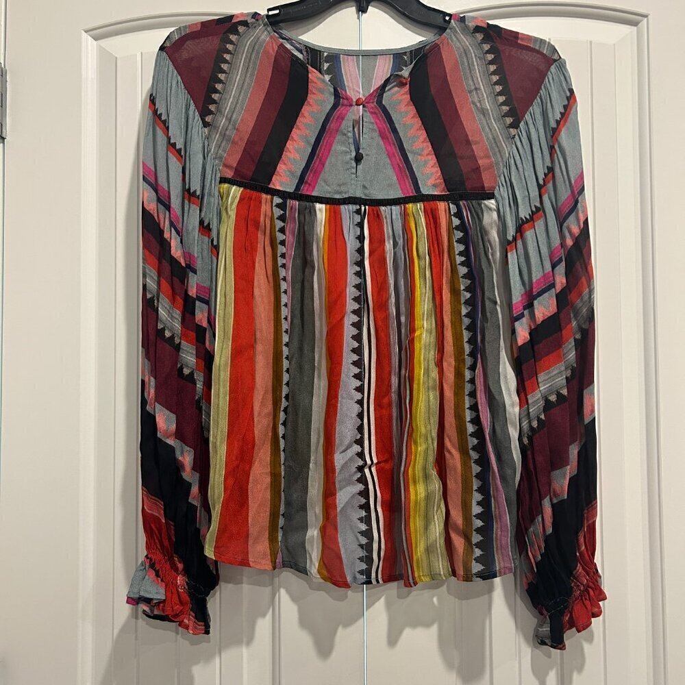 Anthropologie x Bl^nk London Miranda Peasant Geometric Blouse Women’s Size XS - Picture 6 of 8